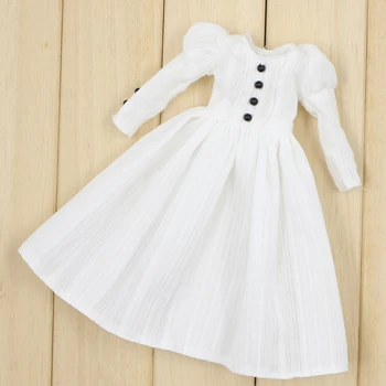 Oblečenie pre Blyth Bábiky Jednoduché Biele Šaty, Oblek pre 1/6 BJD Azone Tela